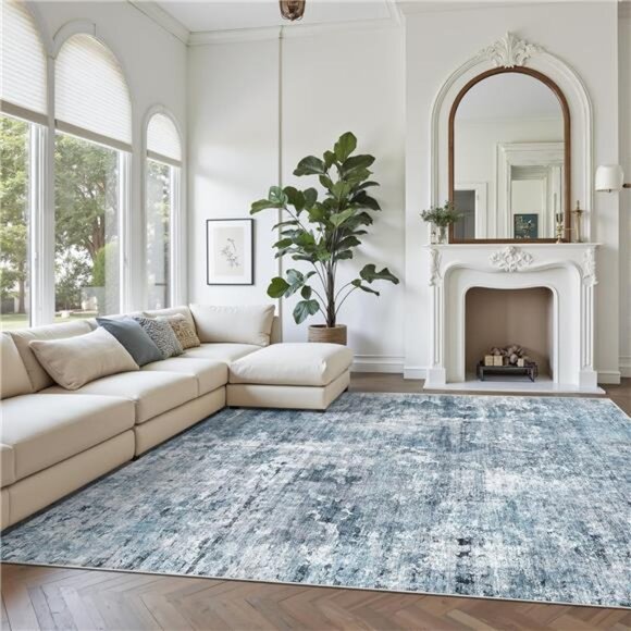 Abstract Rug 8x10 Living Room Bedroom Dining Room Area Rugs Blue - Picture 2 of 7